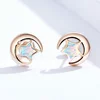 Cercei din argint Opal Moon and Stars Rose Gold picture - 4