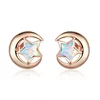 Cercei din argint Opal Moon and Stars Rose Gold picture - 1