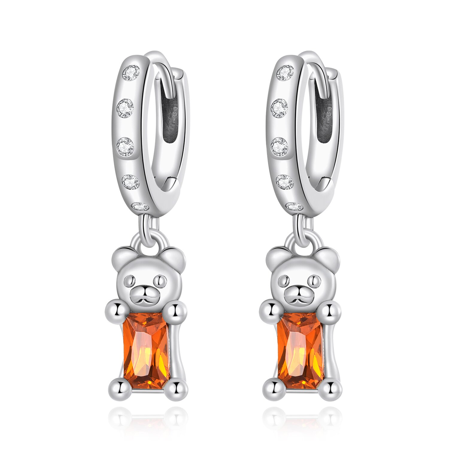 Cercei din argint orange bears