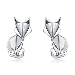 Cercei din argint Origami Fox