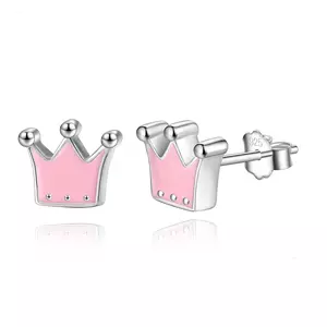 Cercei din argint Pink Email Crown