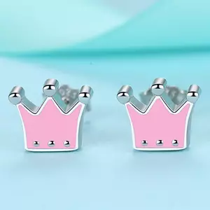 Cercei din argint Pink Email Crown