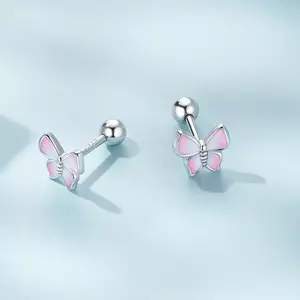 Cercei din argint Pink Fire Butterfly