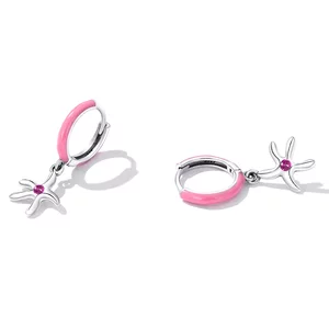 Cercei din argint Pink Starfish