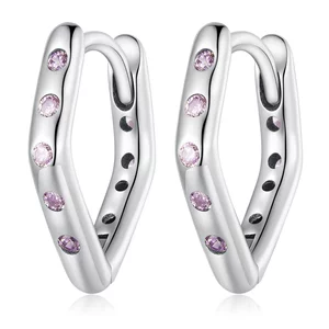 Cercei din argint Purple V Shape Hoops