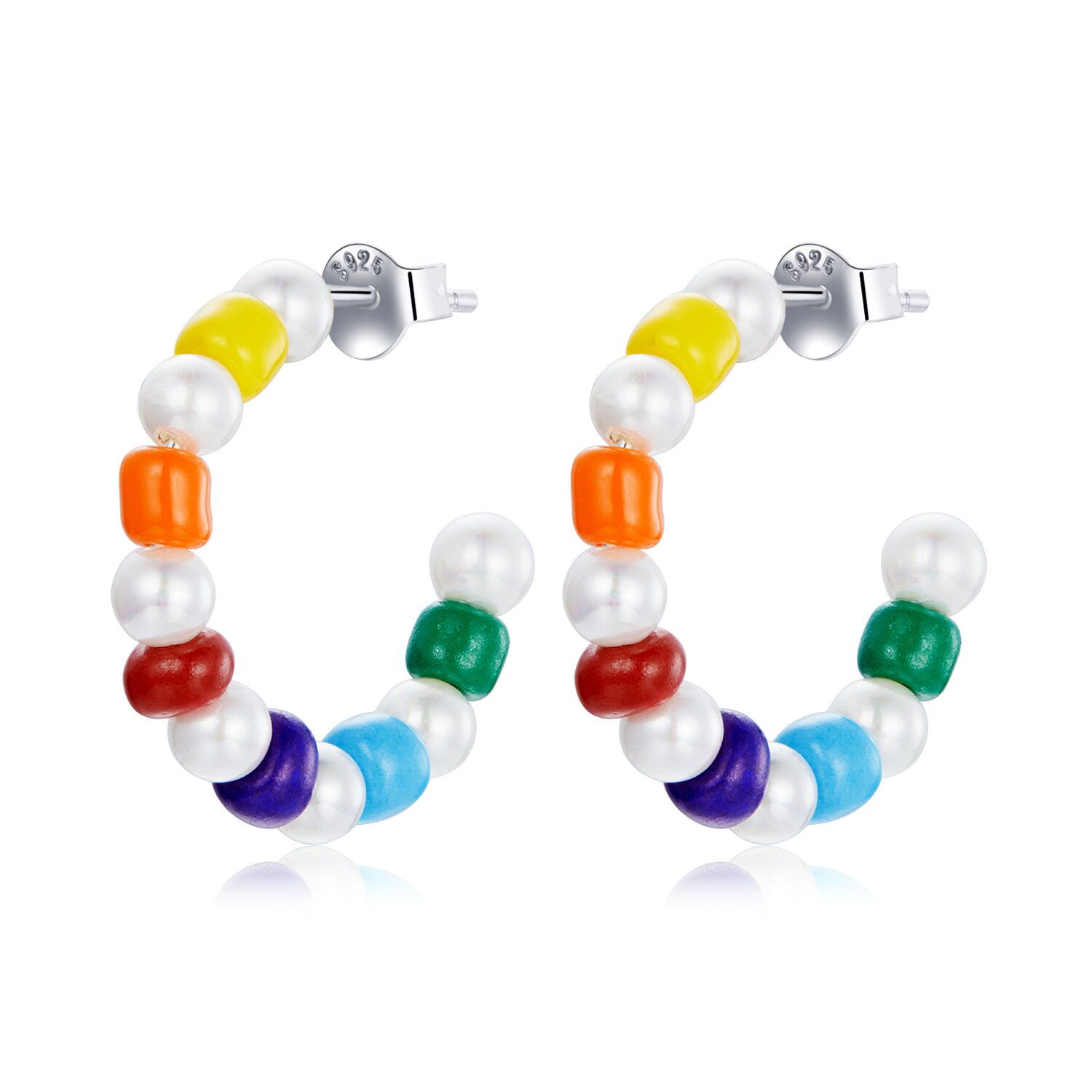 Cercei din argint rainbow shell pearl