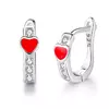 Cercei din argint Red Small Heart Hoops picture - 1