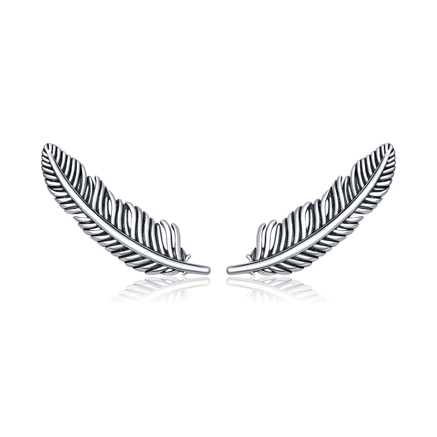 Cercei din argint Retro Feather Studs image8