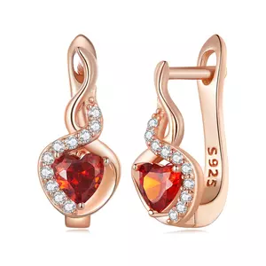 Cercei din argint Rose Gold Burning Heart