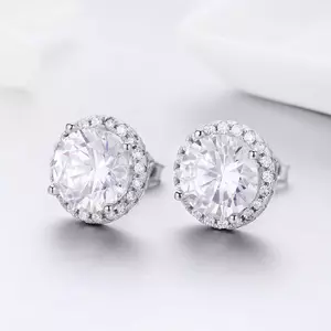 Cercei din argint Round Diamond Look