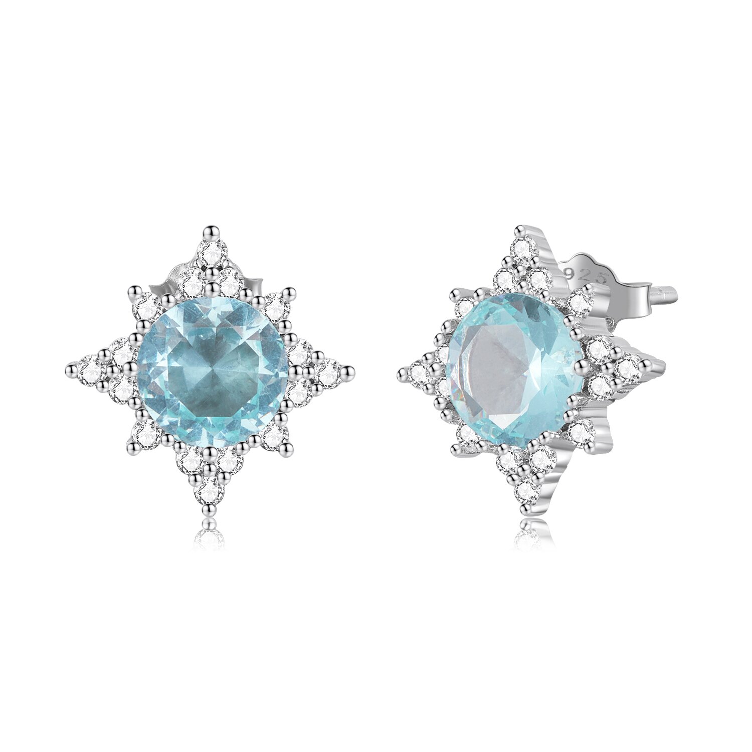 Cercei din argint shining blue star