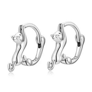 Cercei din argint Silver Climbing Cat