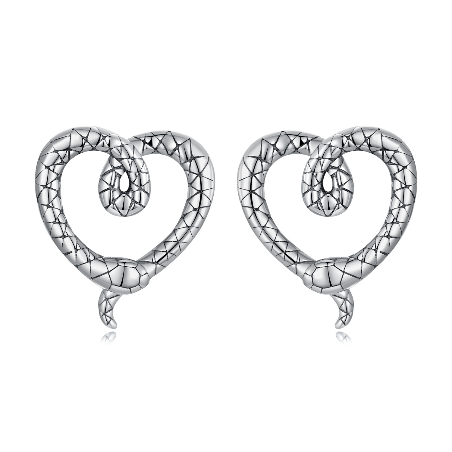 Cercei din argint silver snake hearts