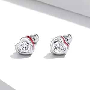Cercei din argint Small Crystal Hearts