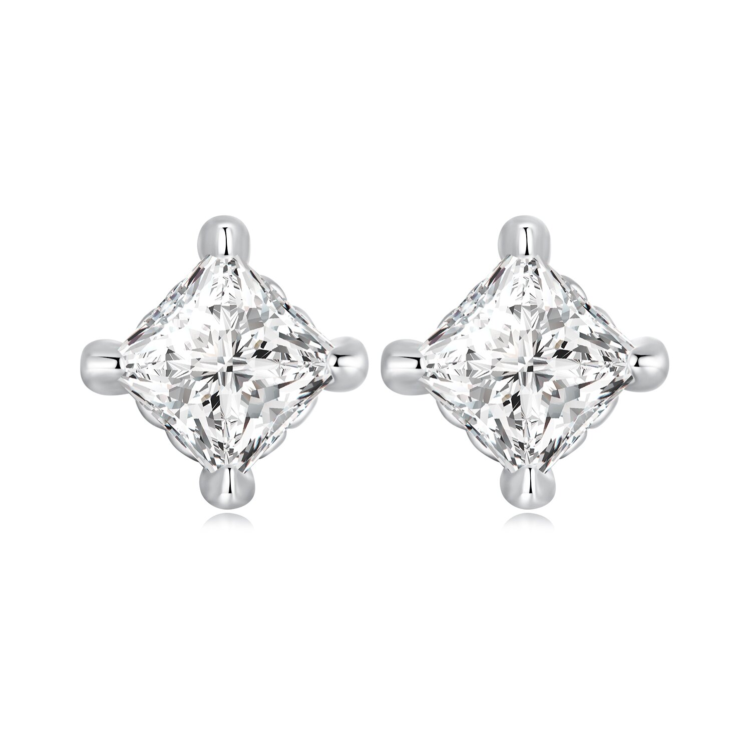 Cercei din argint small crystal square