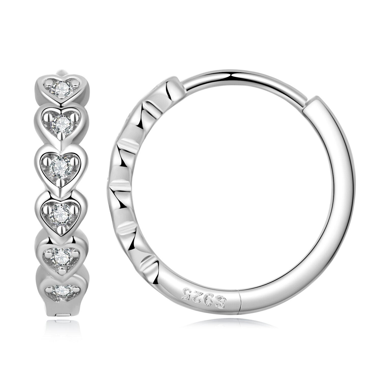 Cercei din argint stacked crystal hearts