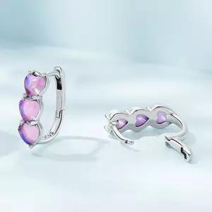 Cercei din argint Three Pink Hearts
