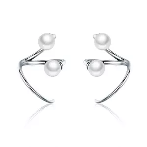 Cercei din argint Twist & Pearls