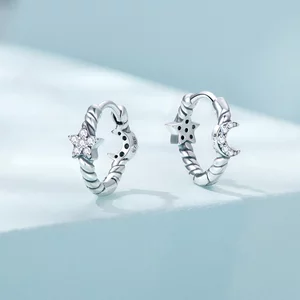 Cercei din argint twisted Moon and Star