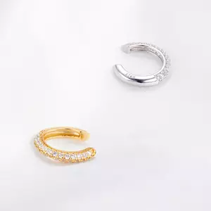 CERCEL din argint Crystals Clear Clip Golden
