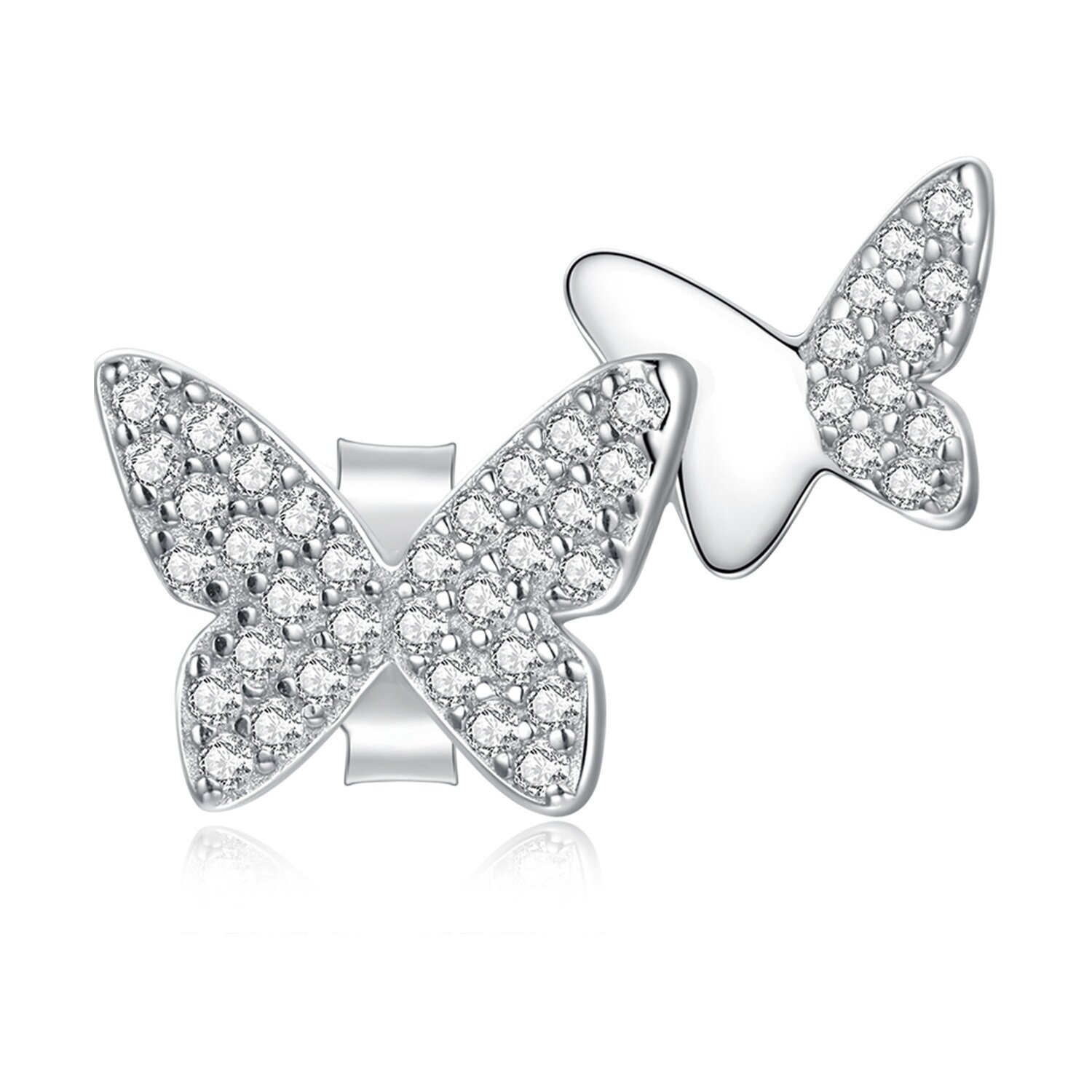 Cercel din argint double studded butterflies