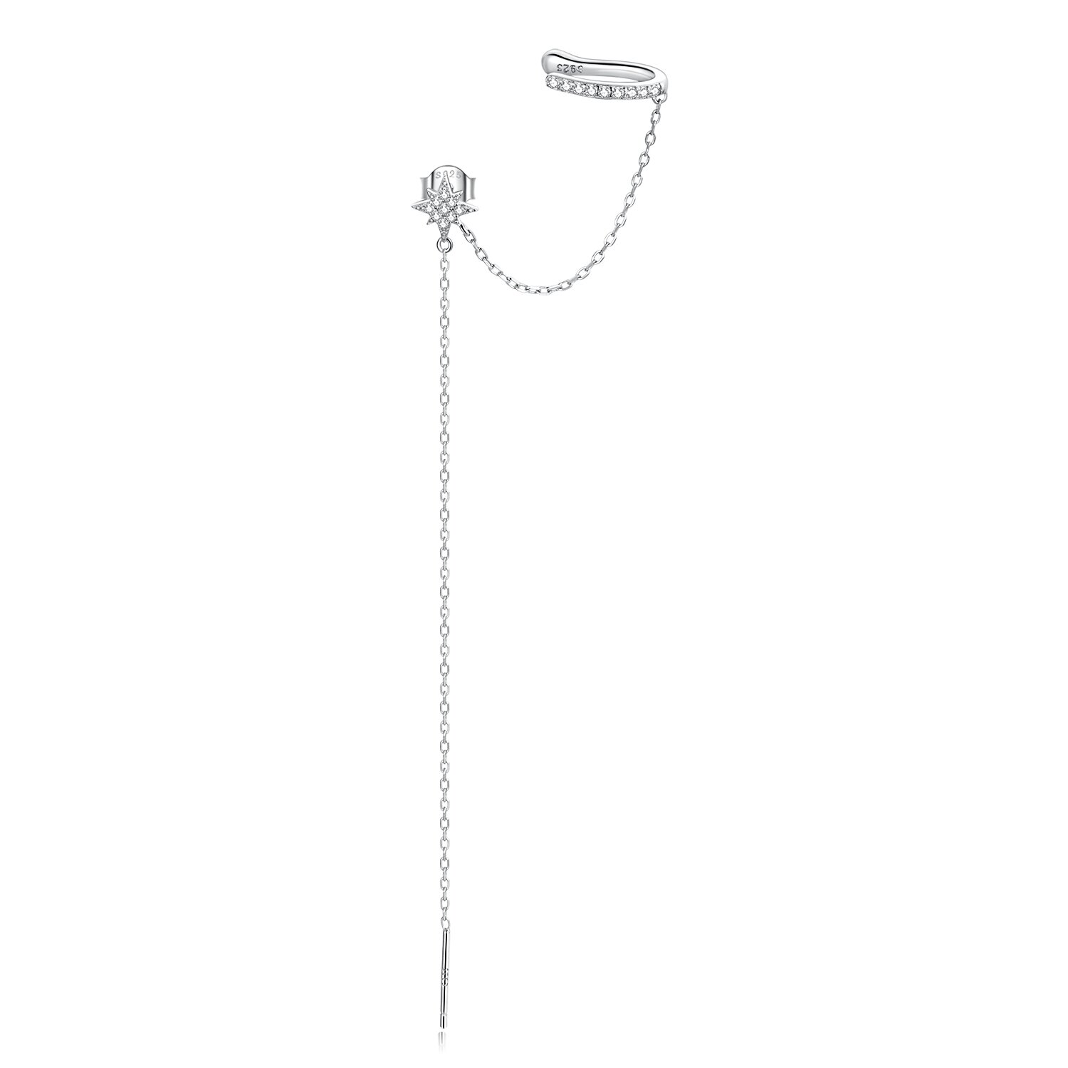 Cercel din argint dual chained clip