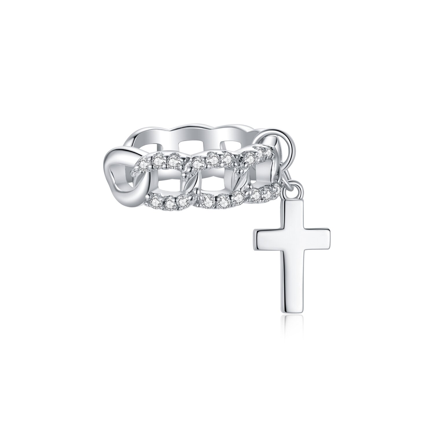 CERCEL din argint Ear Cuff Cross