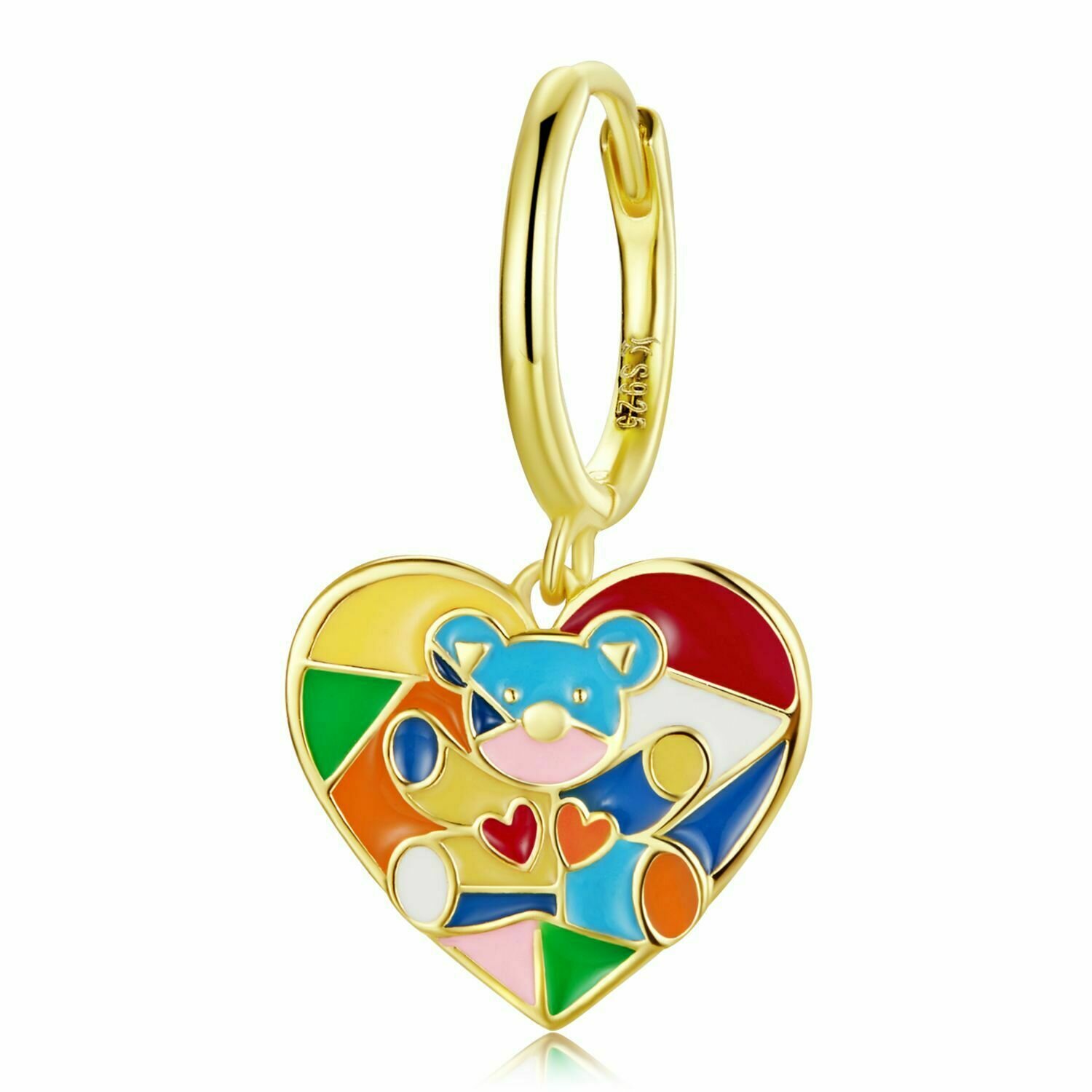 CERCEL din argint Golden Heart and Teddy image8