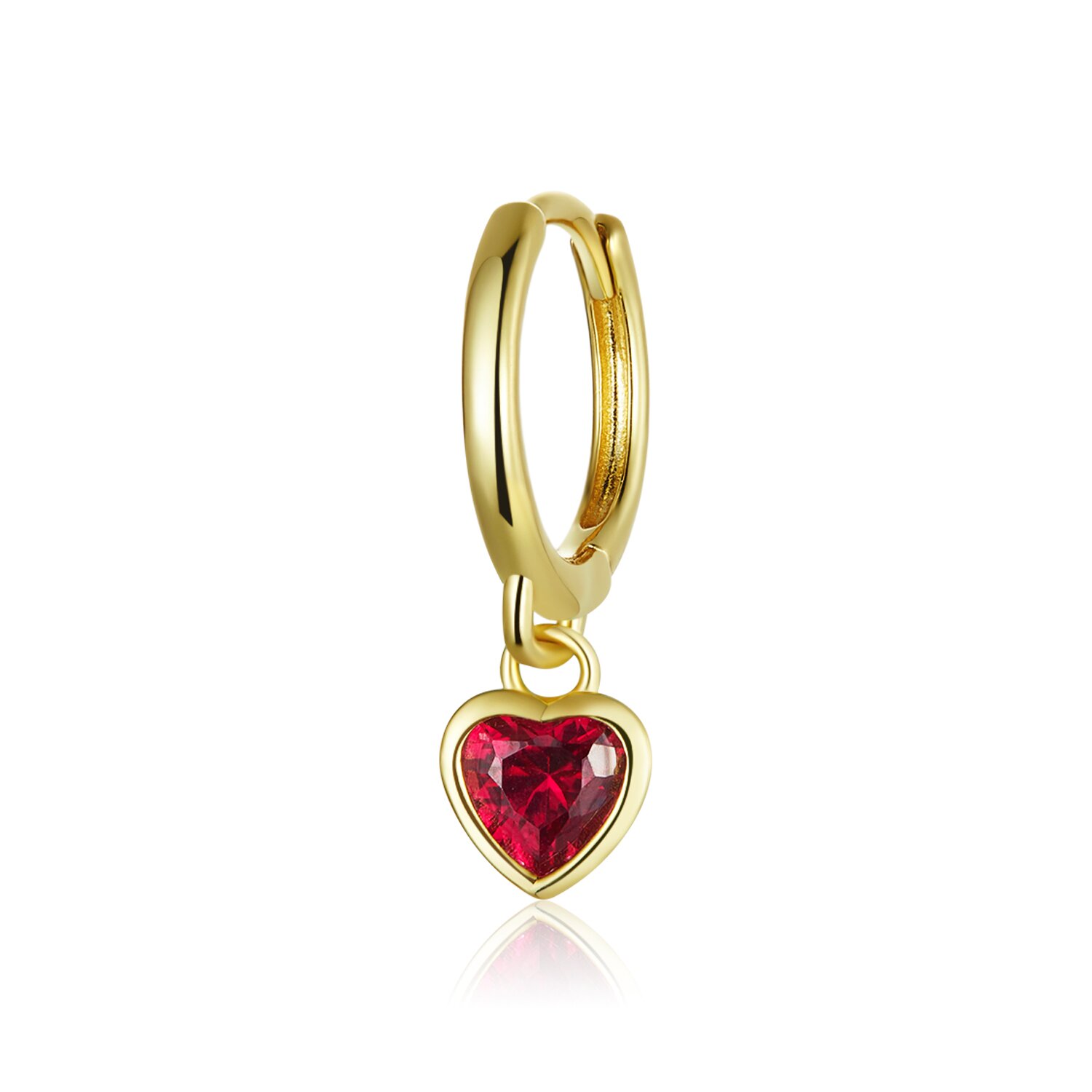 CERCEL din argint Golden Red Heart image1