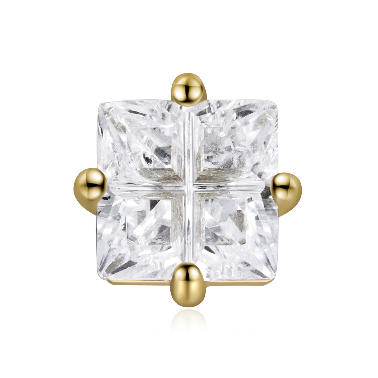 Cercel din argint golden square crystal