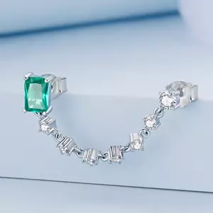 CERCEL din argint Light Green Rectangular