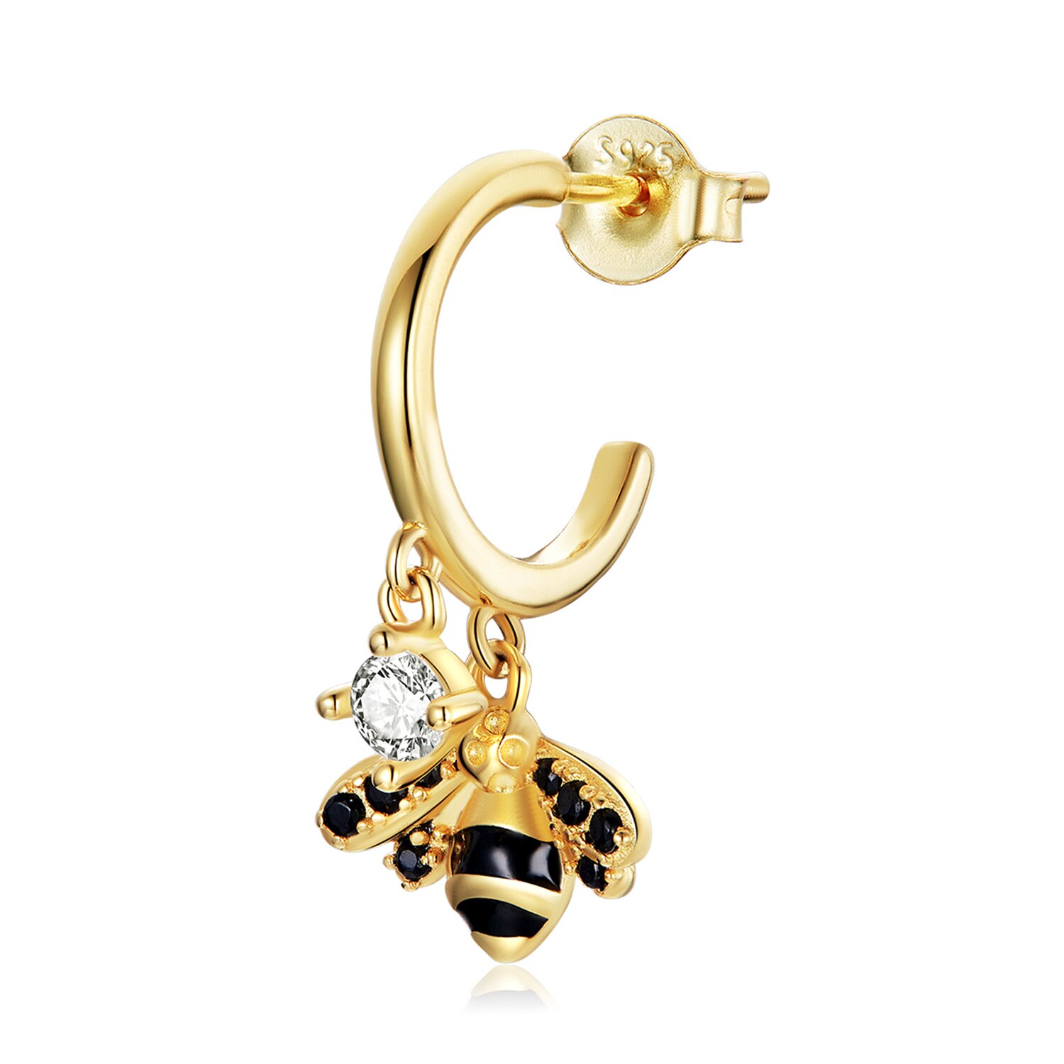 Cercel din argint little golden bee