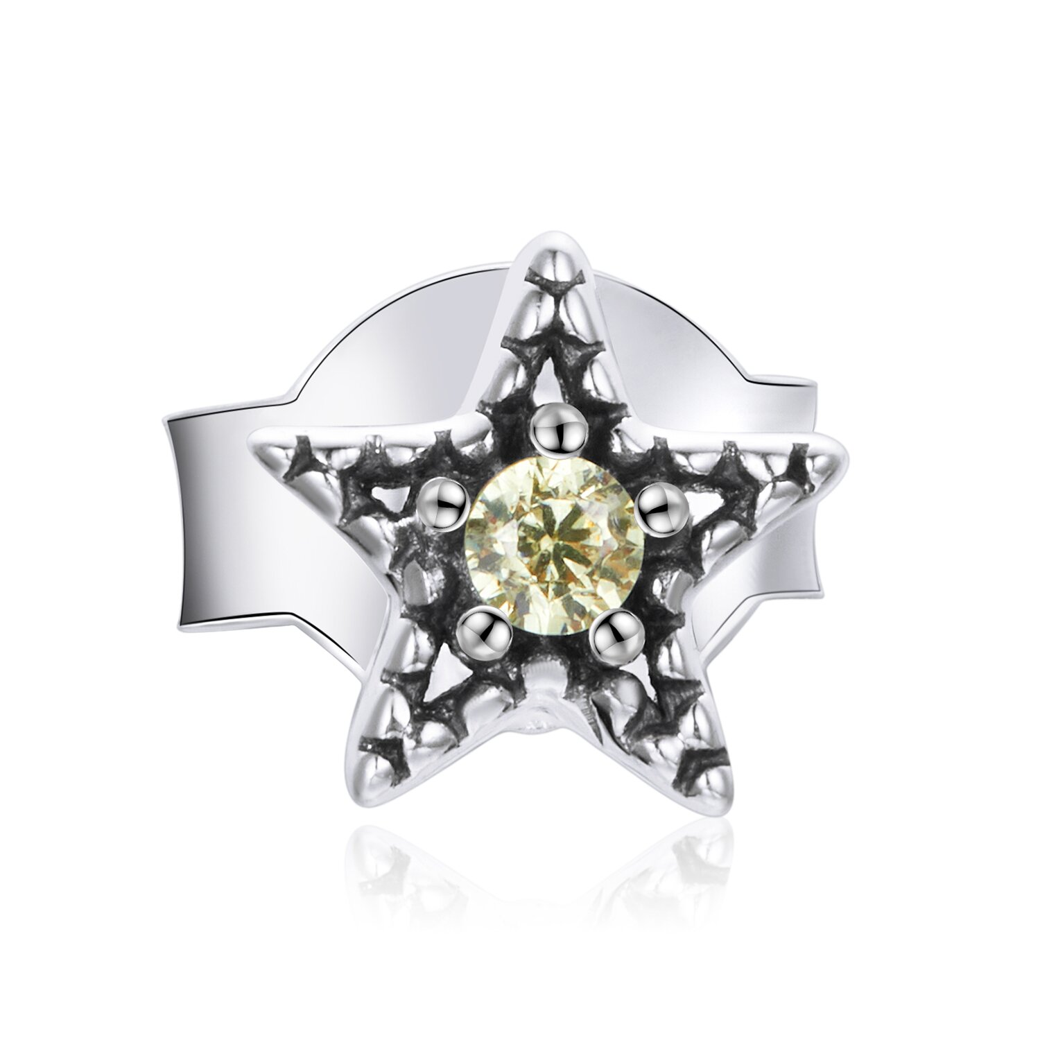 Cercel din argint yellow spiked star