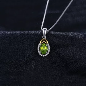 Colier de argint Gold Heart Peridot