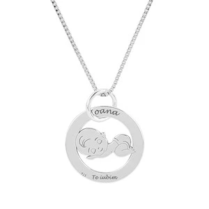 Colier din argint, BANUT BEBE 17.50 mm cu mesaj text circular