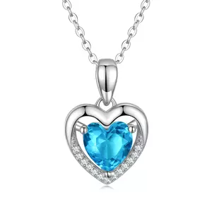Colier din argint Blue Crystal Heart