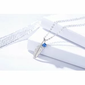 Colier din argint Blue Zircon Feather