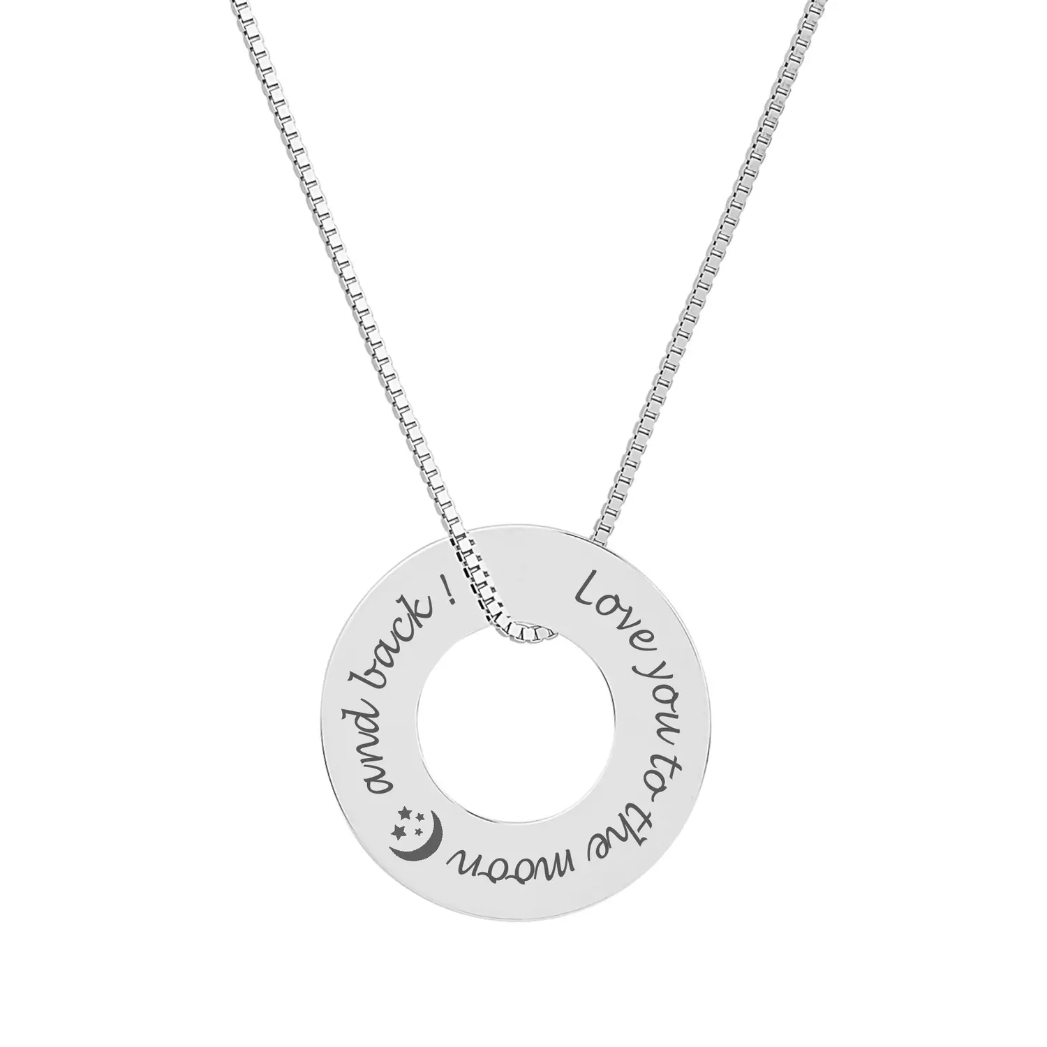 Colier din argint Cerc 20 mm, personalizat cu text/ simbol/ mesaj circular