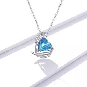 Colier din argint Clear Blue Winged Heart