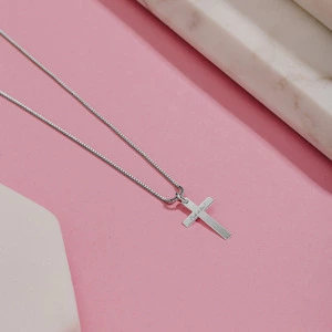 Colier din argint Cruce Simpla, personalizat cu text