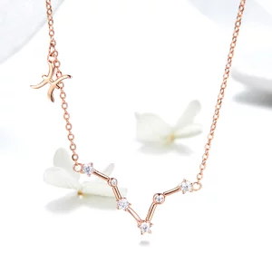 Colier din argint cu Constelatia Pesti rose gold
