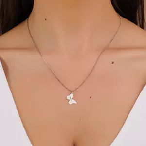 Colier din argint cu fluturas mare personalizat cu text