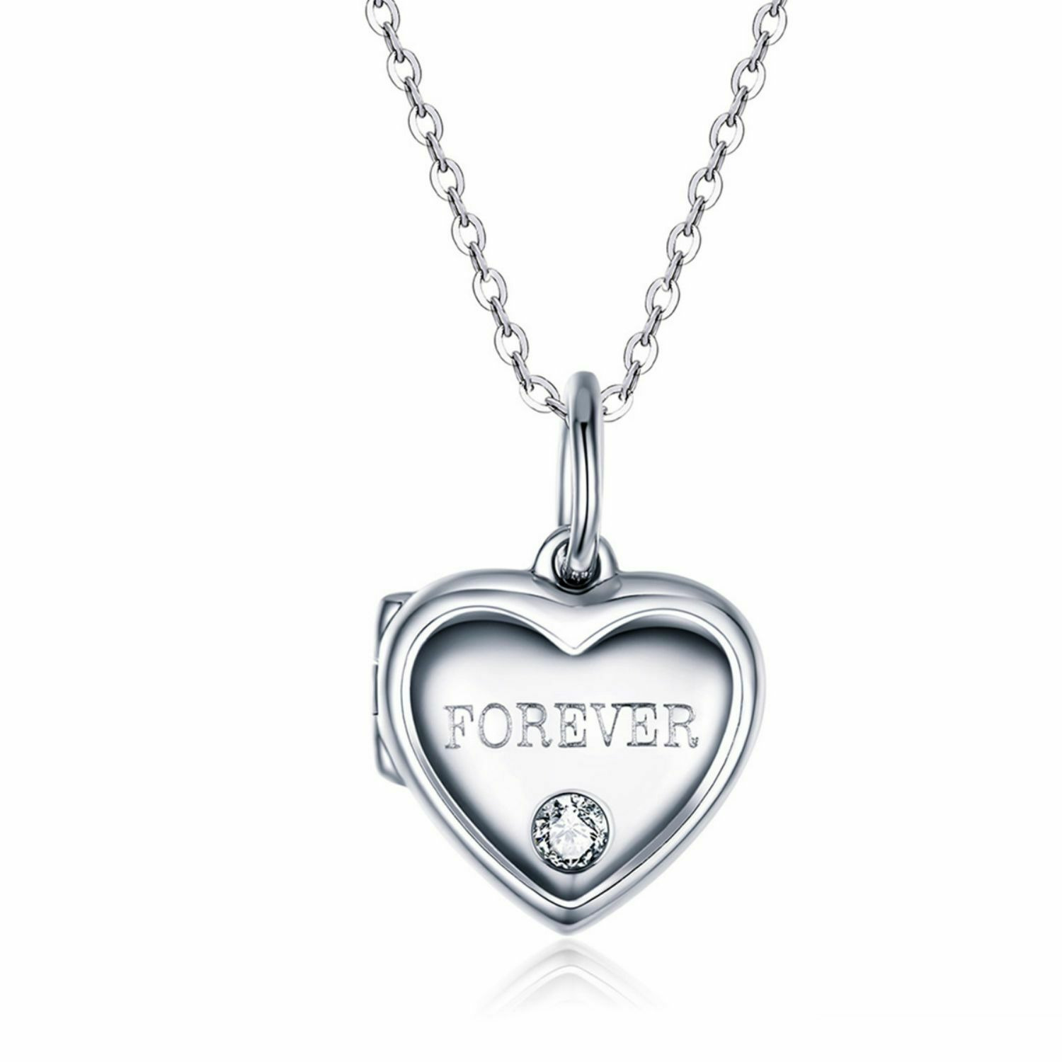Colier din argint Custom Photo Sparkling Crystal Heart EdenBoutique poza noua reduceri 2022