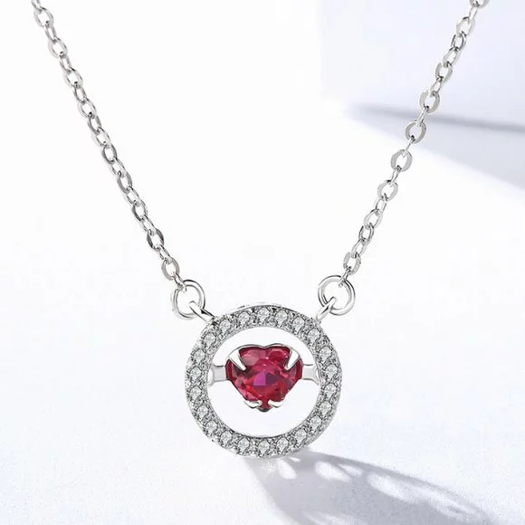 Colier din argint Fashion Diamond Heart Red