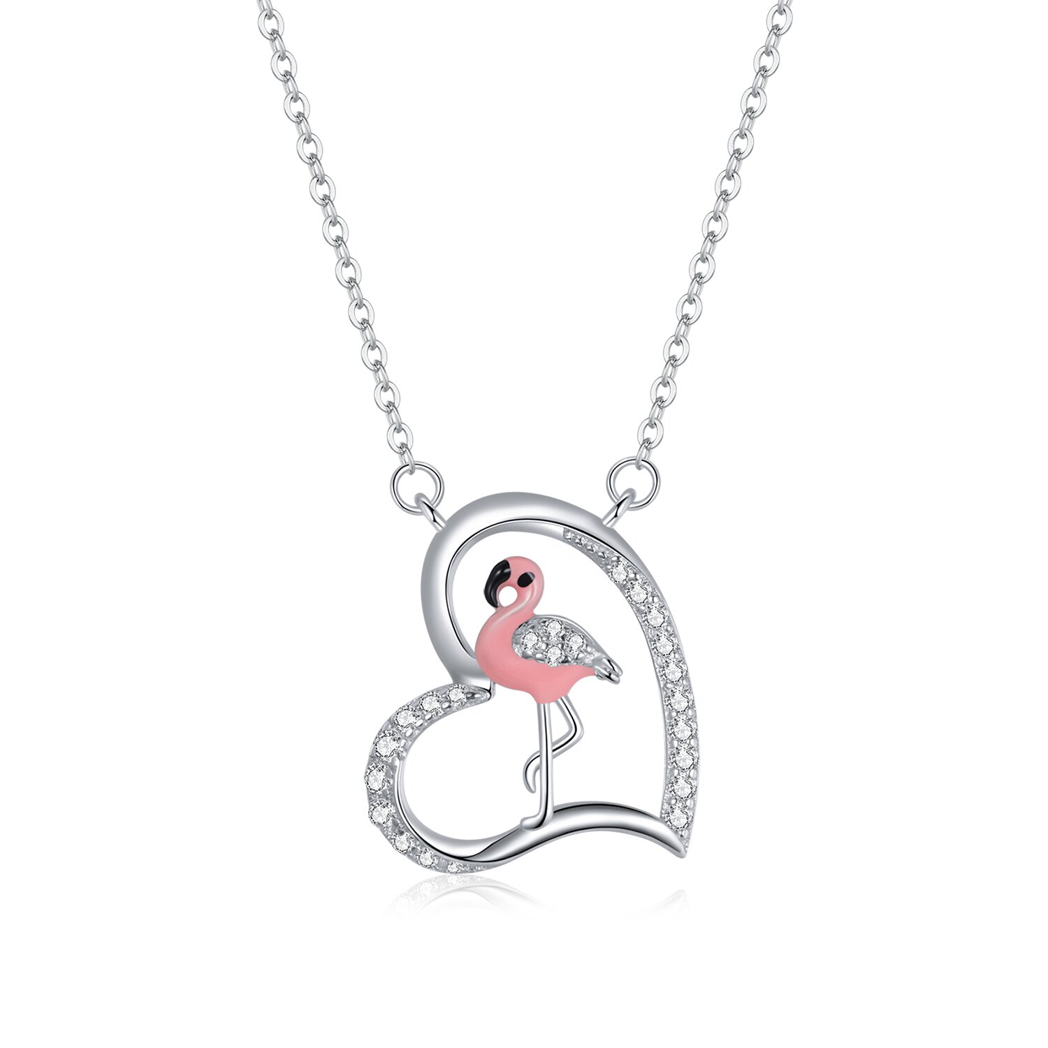 Colier din argint flamingo love