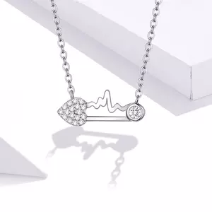 Colier din argint Heart Safety Pin