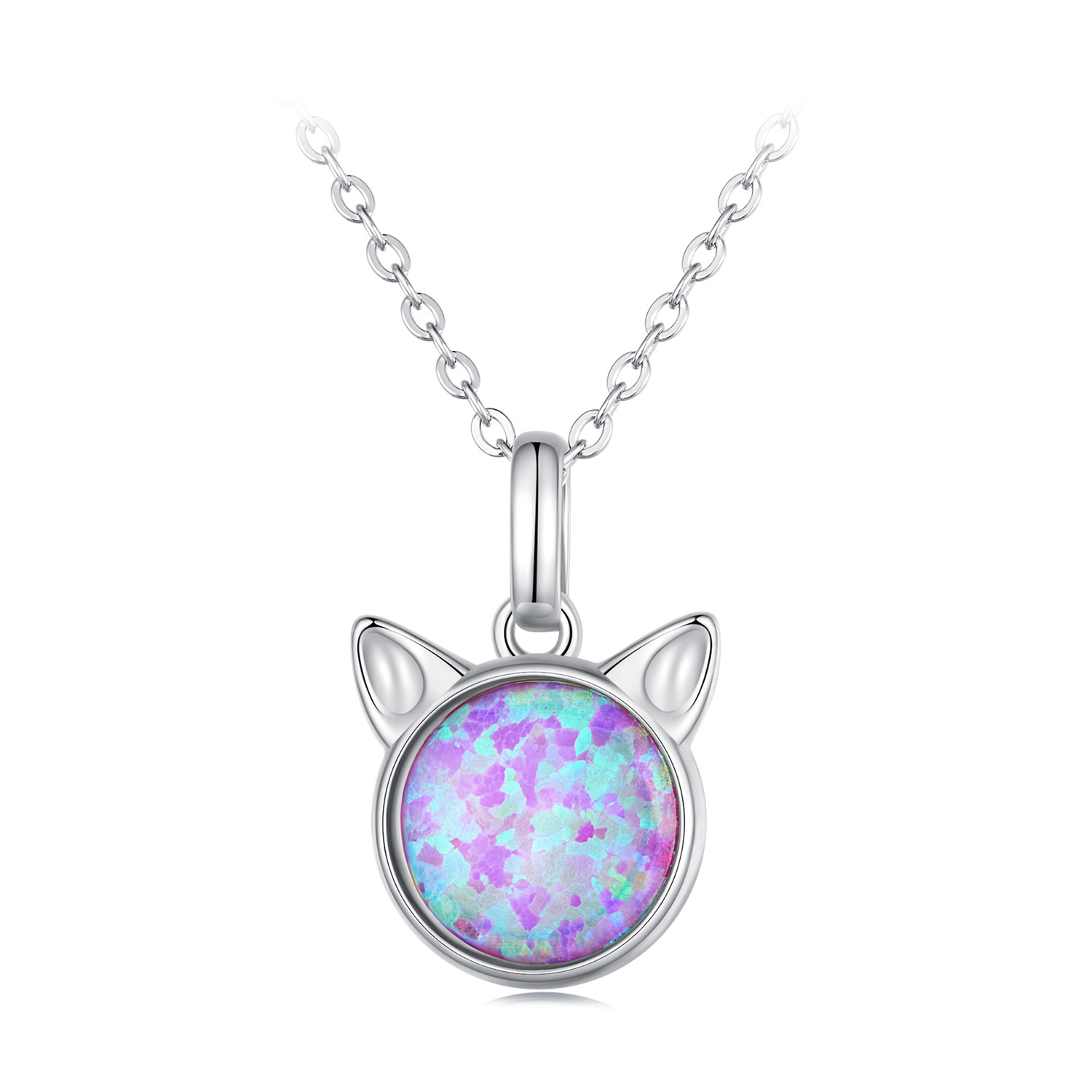 Colier din argint multicolor cat