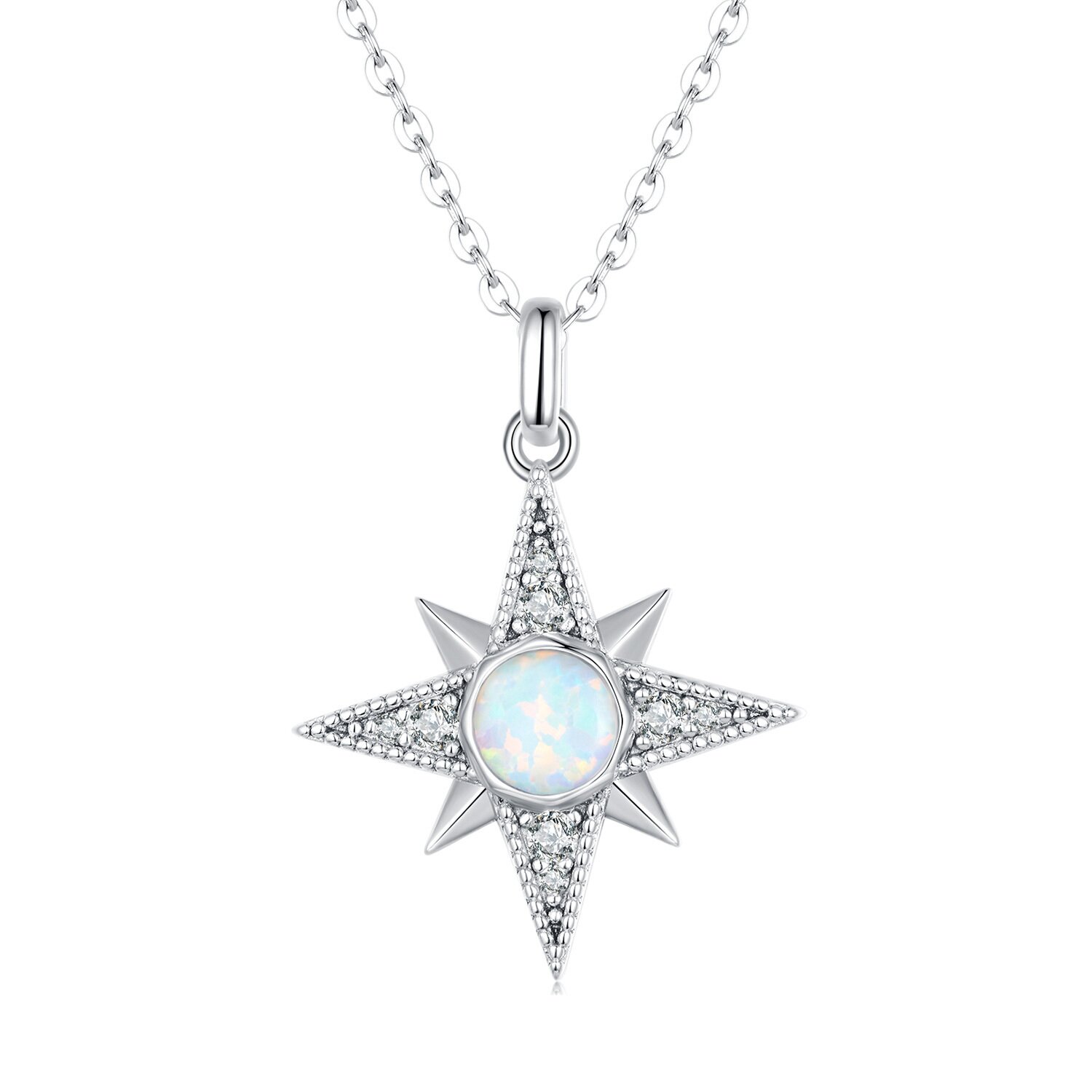 Colier din argint Opal Star and Cristals and