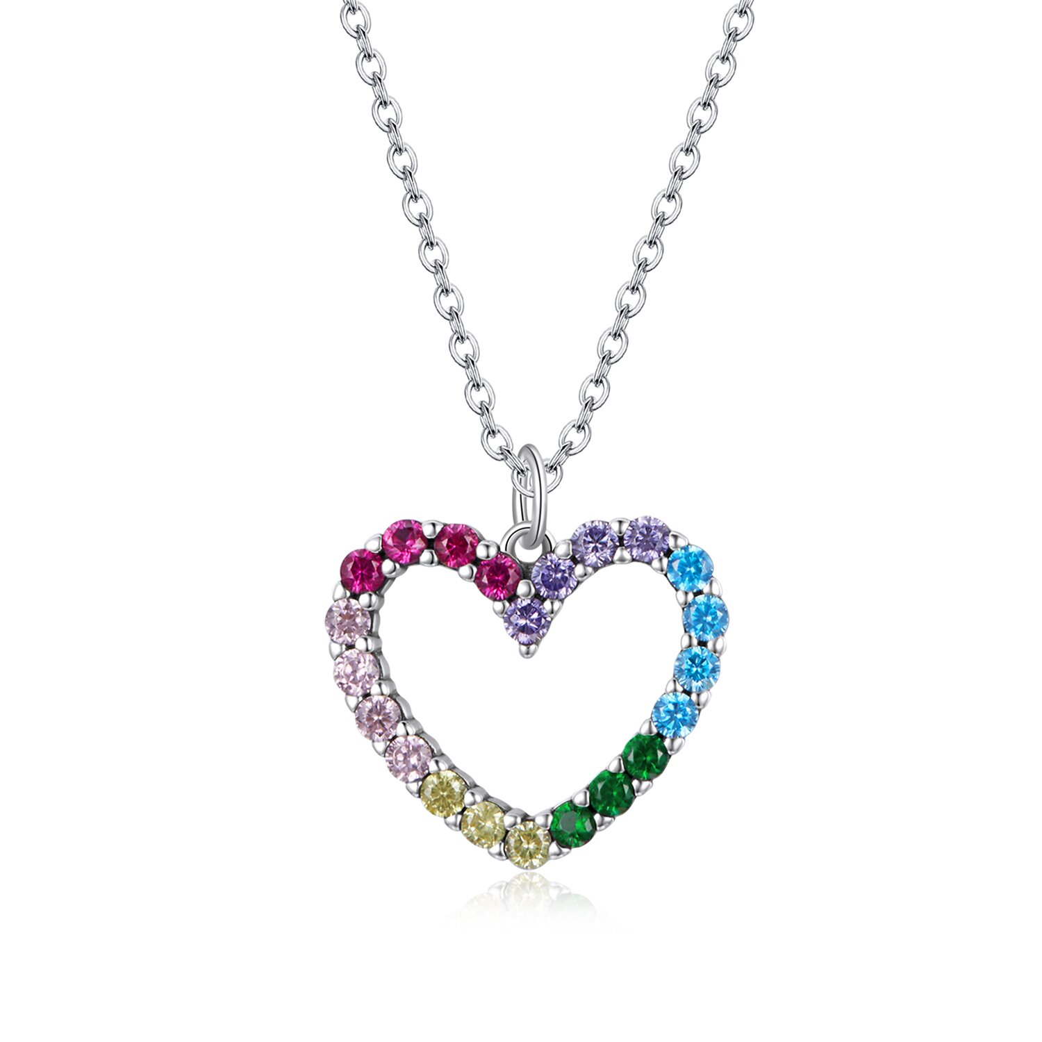 Colier din argint Rainbow Crystal Heart image0