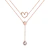 Colier din argint Rose Gold Double Layer Heart Chain picture - 1